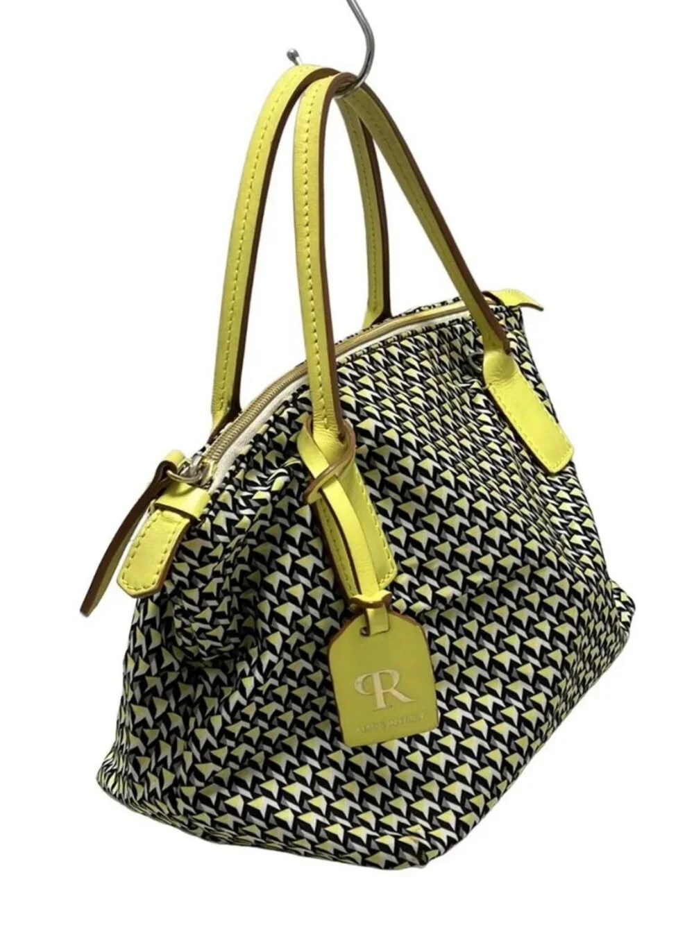 ROBERTA PIERI Black Yellow Multi Nylon Leather Handbag